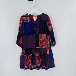 Vintage Cornelloki for Cornell Trading Patchwork Velvet Dress Girls Size 3